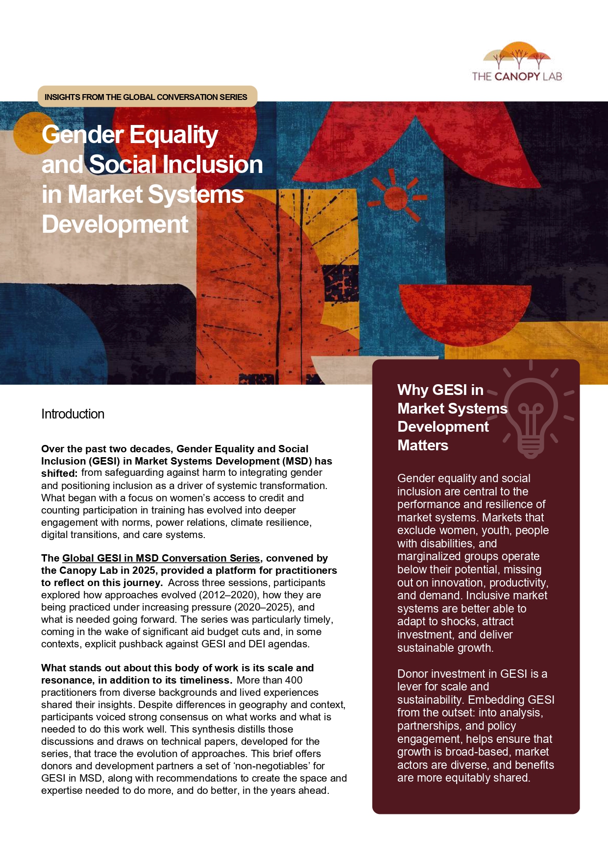 Gender Equality and Social Inclusion in Market Systems Development