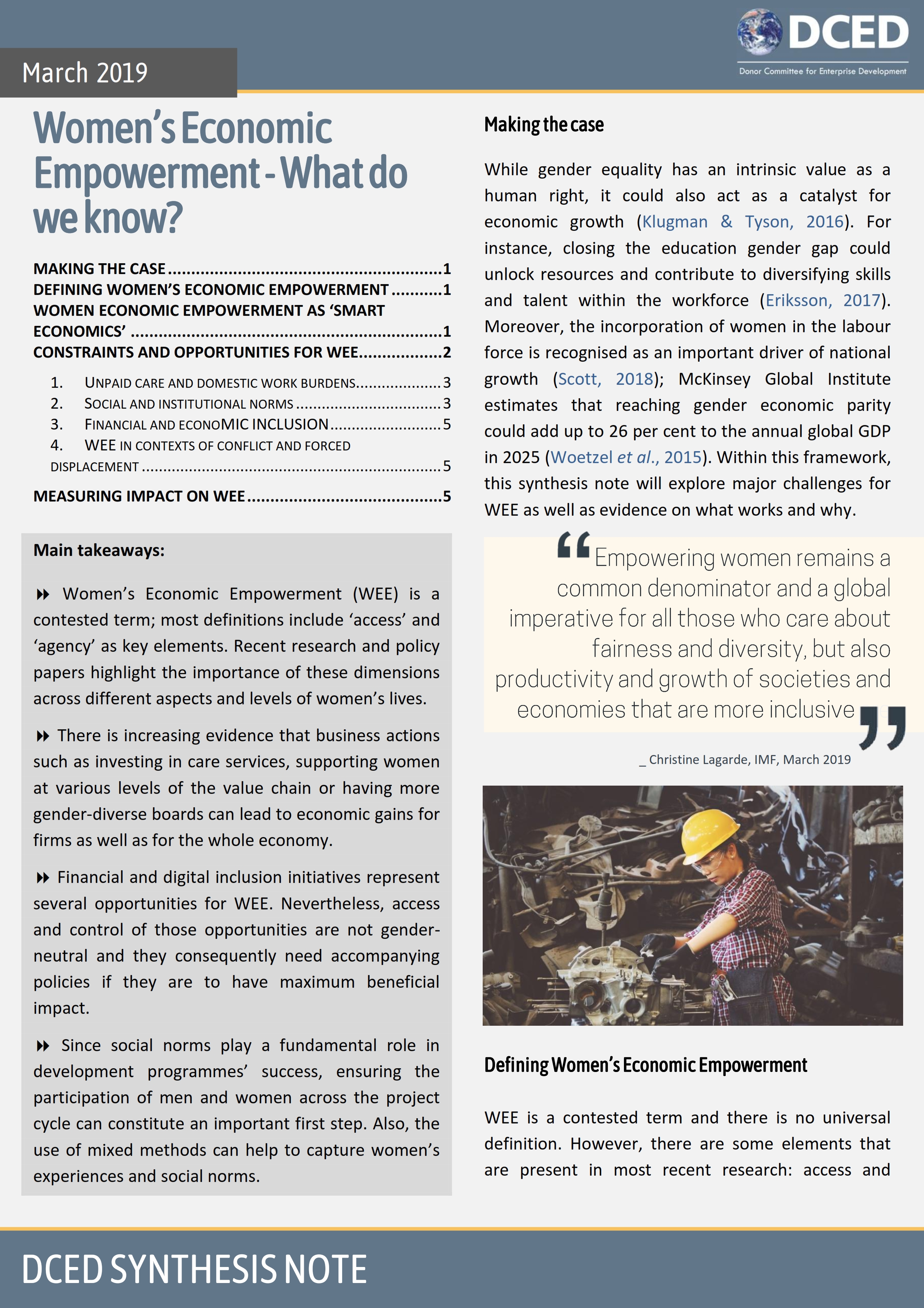 DCED WEE Synthesis Note March 2019